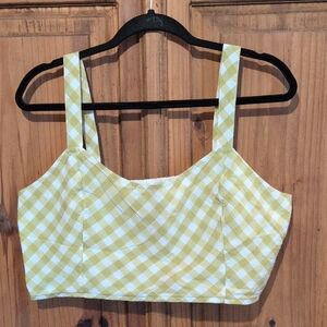 Aerie Green and White Crop Tank Top